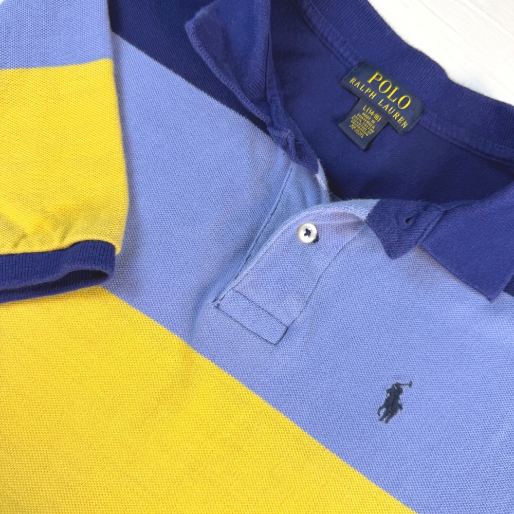 Polo Ralph Lauren‎ Polo Shirt Boys L(14-16) Multi-Color Striped Short Sleeve
